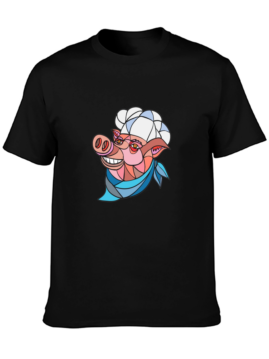 Chef Pig Graphic Tee - Black Cotton T-Shirt
