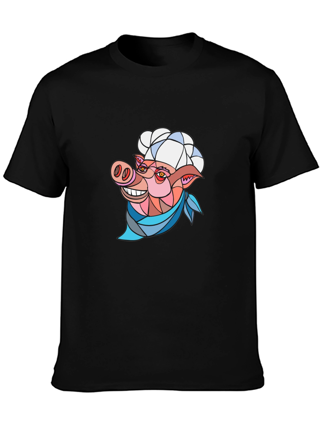 Chef Pig Graphic Tee - Black Cotton T-Shirt