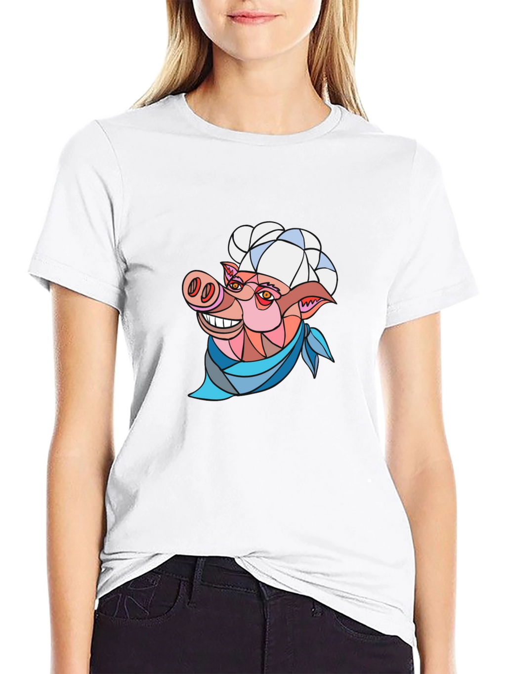 Chef Pig Graphic Tee - Black Cotton T-Shirt