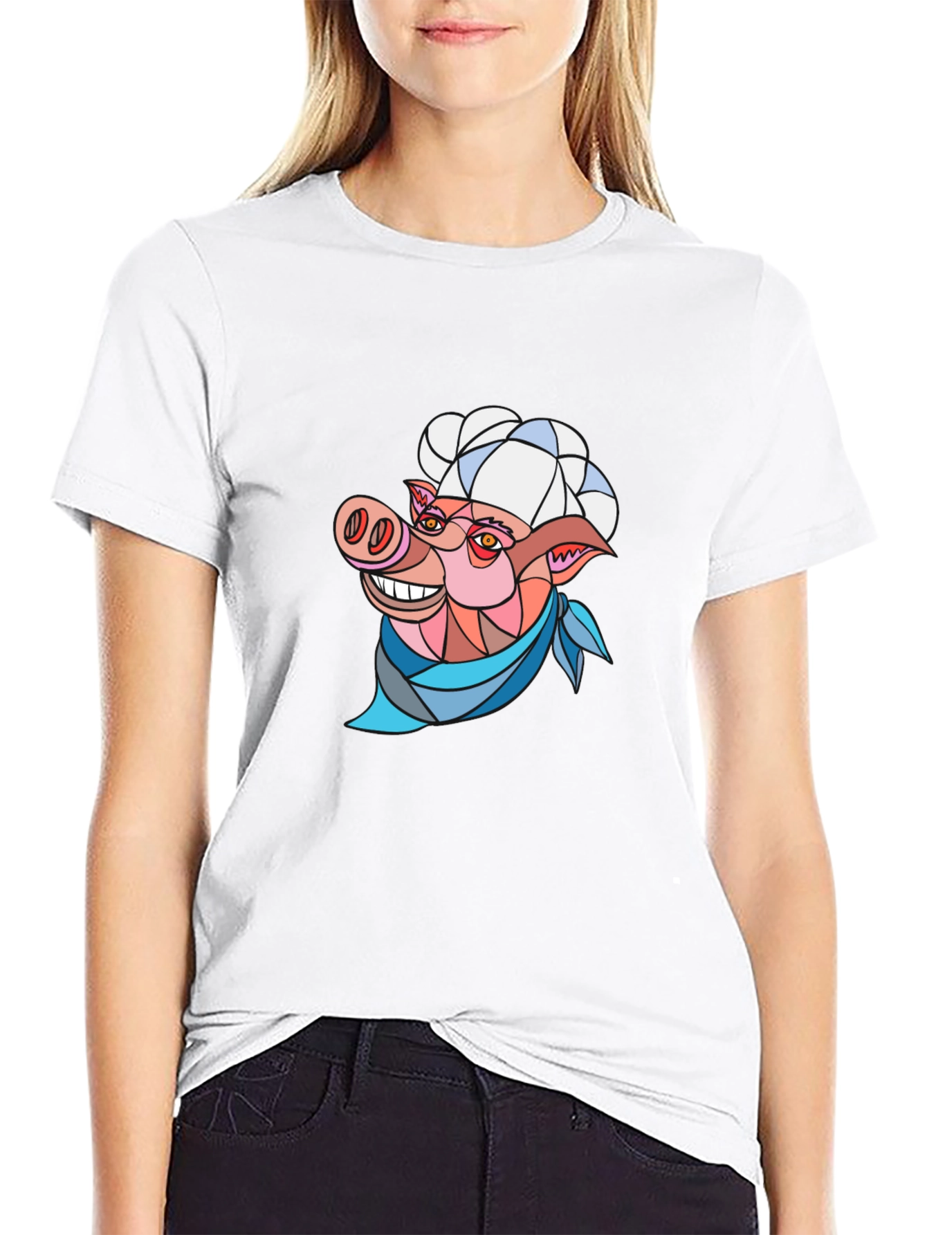Chef Pig Graphic Tee - Black Cotton T-Shirt