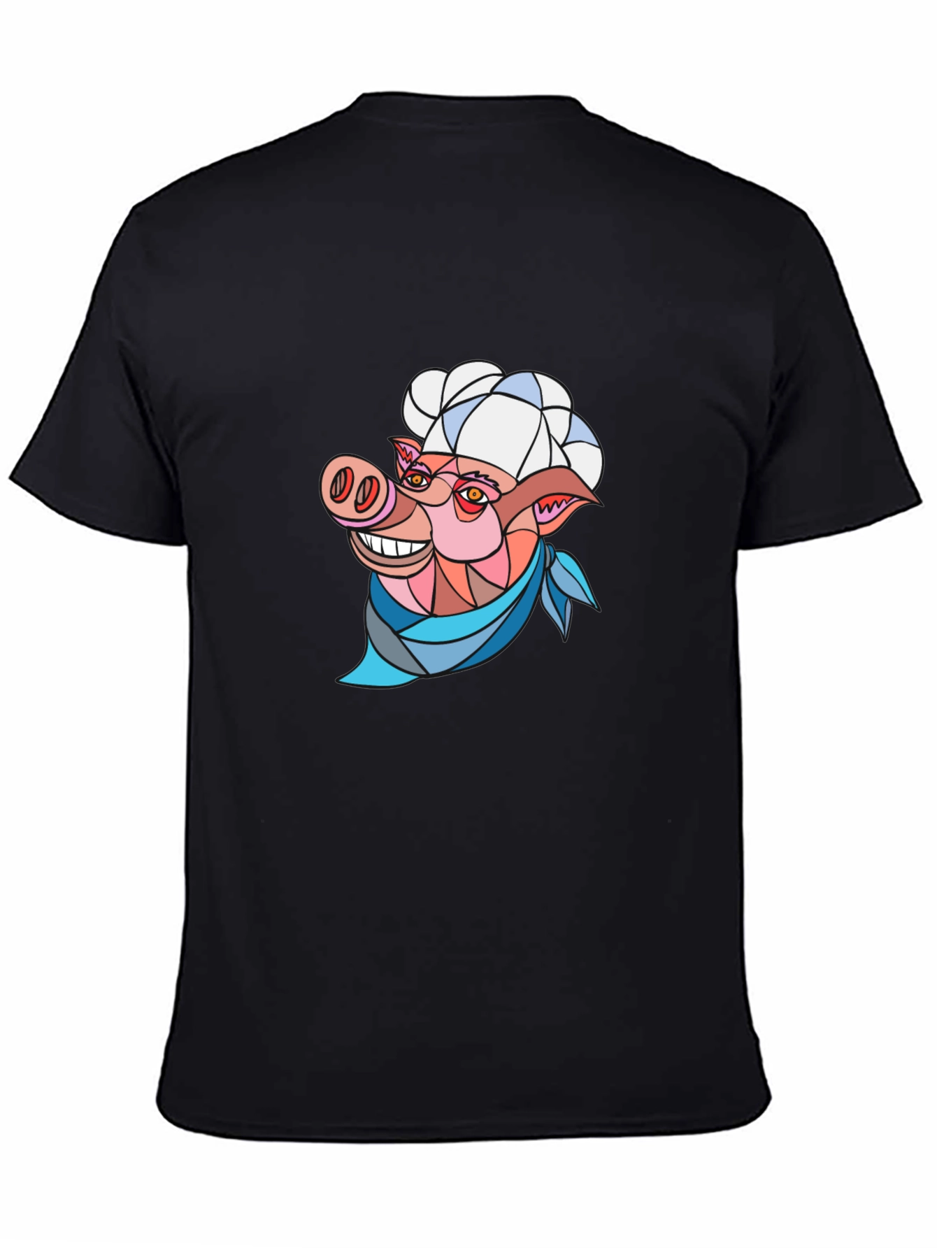 Chef Pig Graphic Tee - Black Cotton T-Shirt