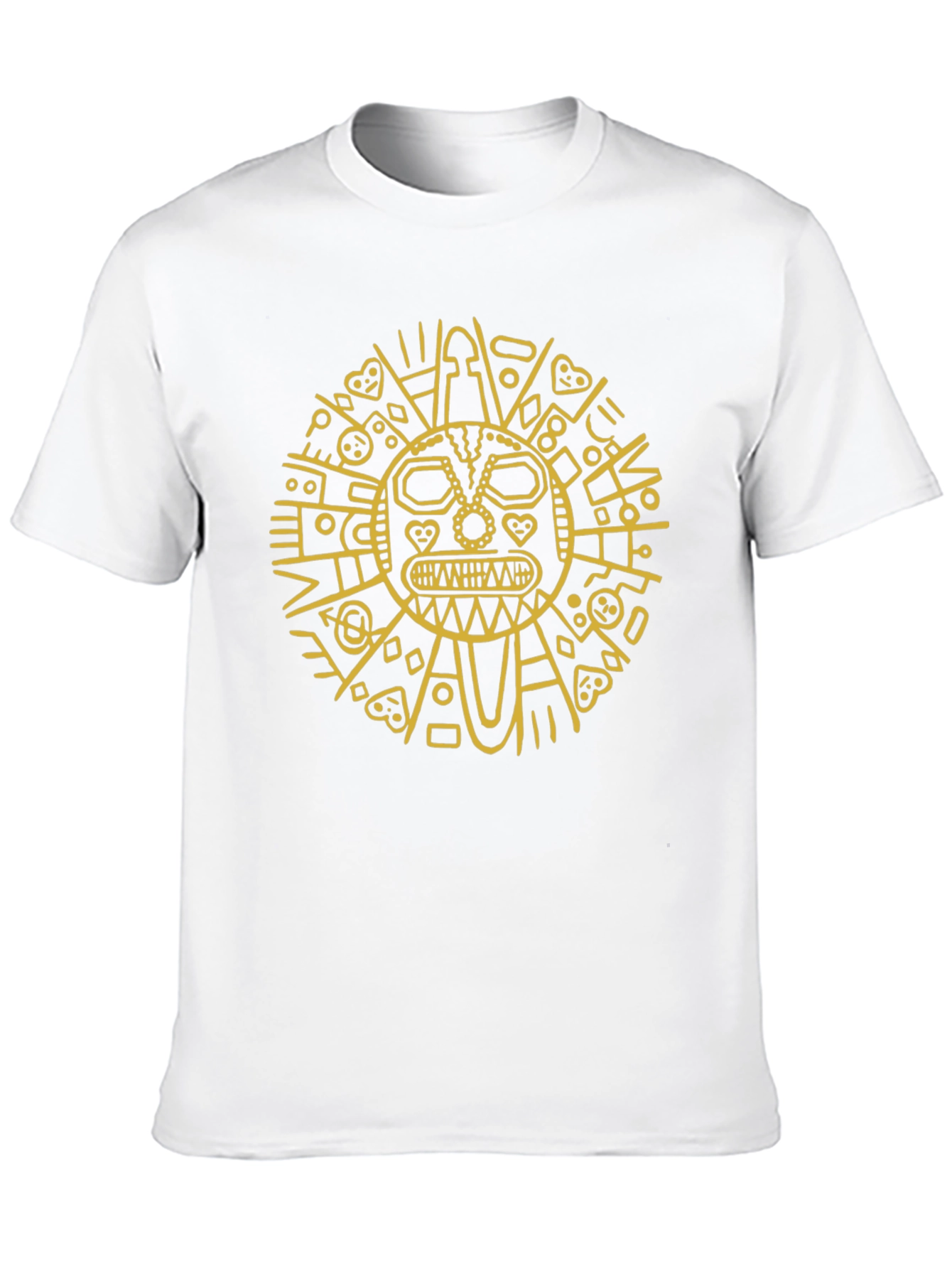 Aztec Sun God Graphic Tee - Black