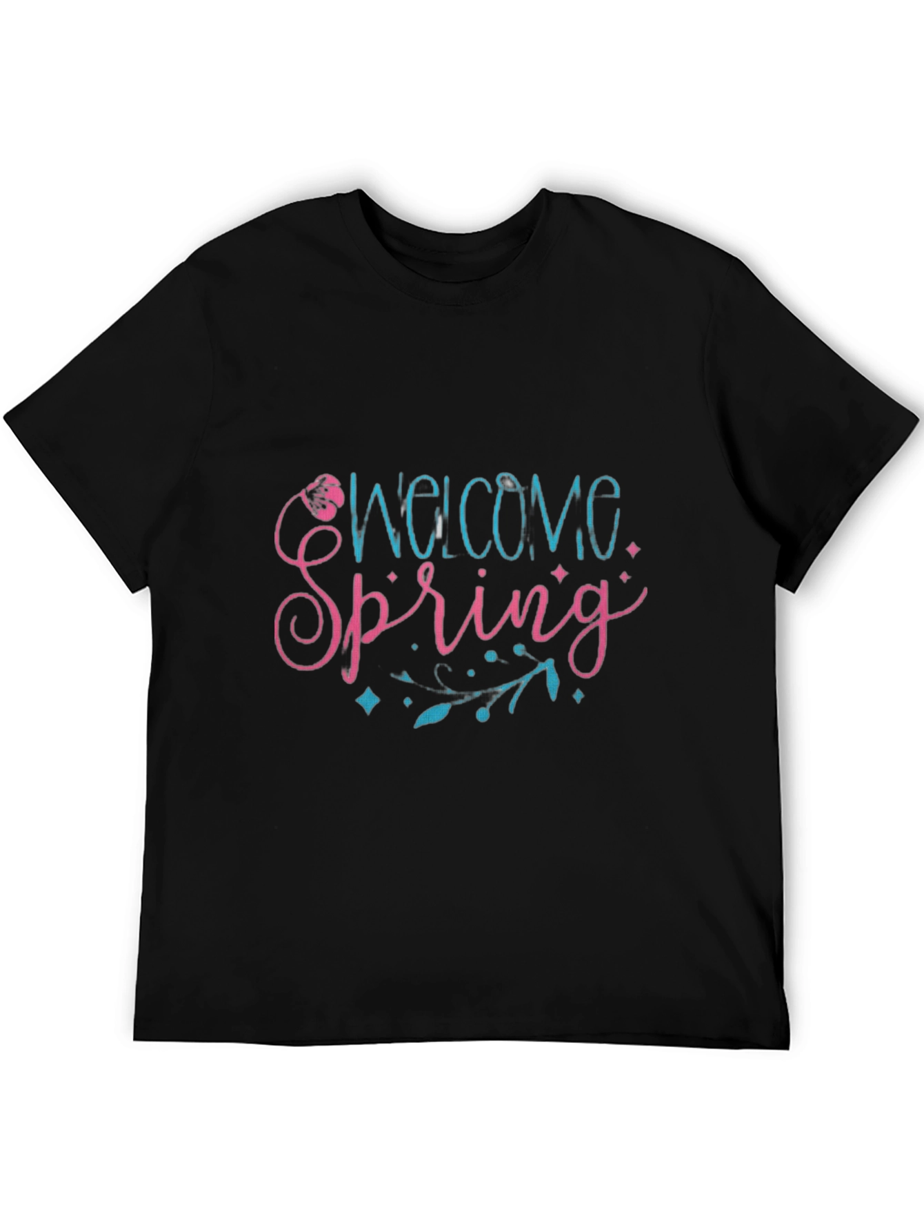 Welcome Spring Black Graphic T-Shirt