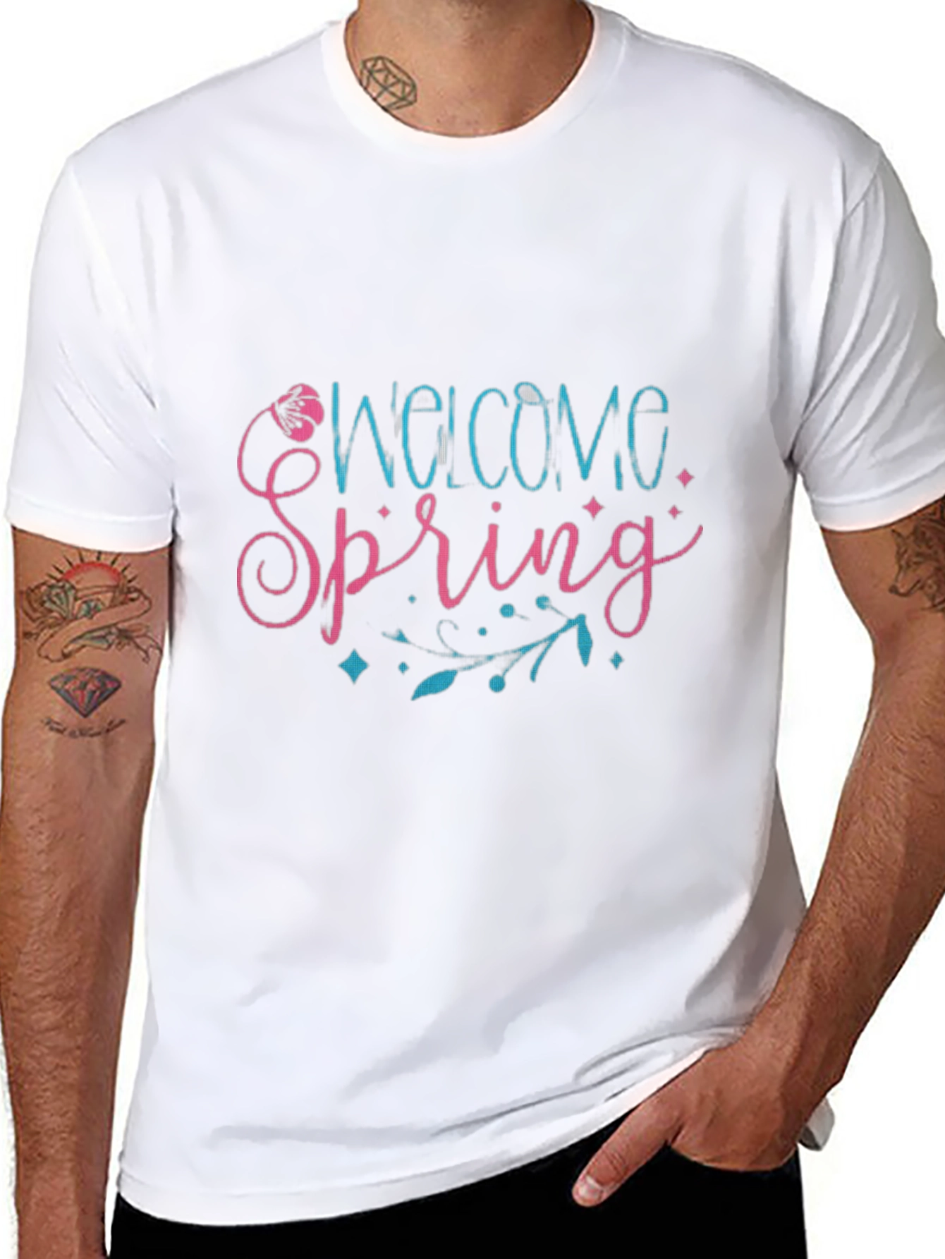 Welcome Spring Black Graphic T-Shirt