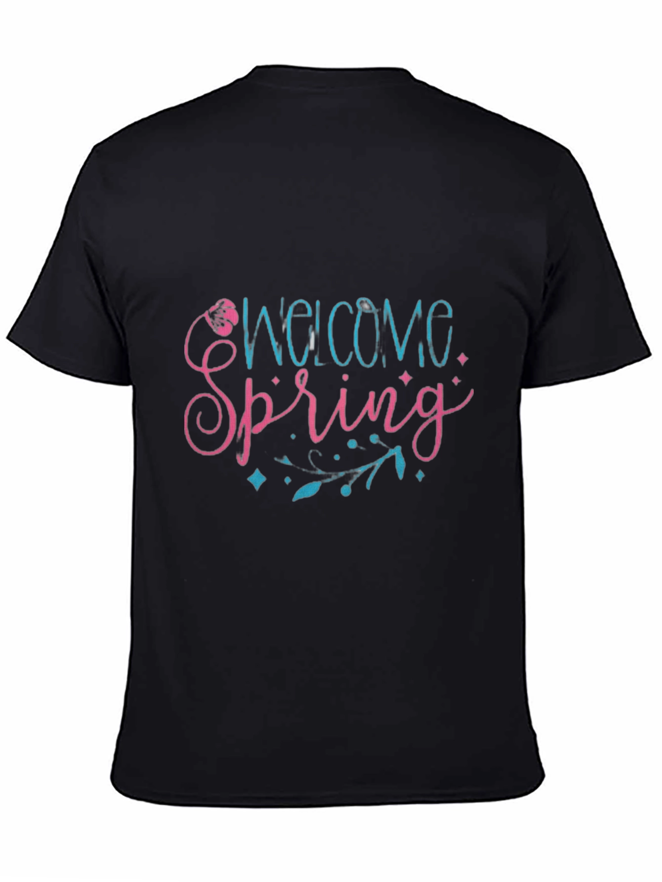 Welcome Spring Black Graphic T-Shirt