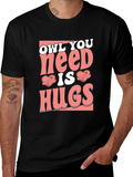Owl You Need is Hugs Black Graphic T-Shirt
