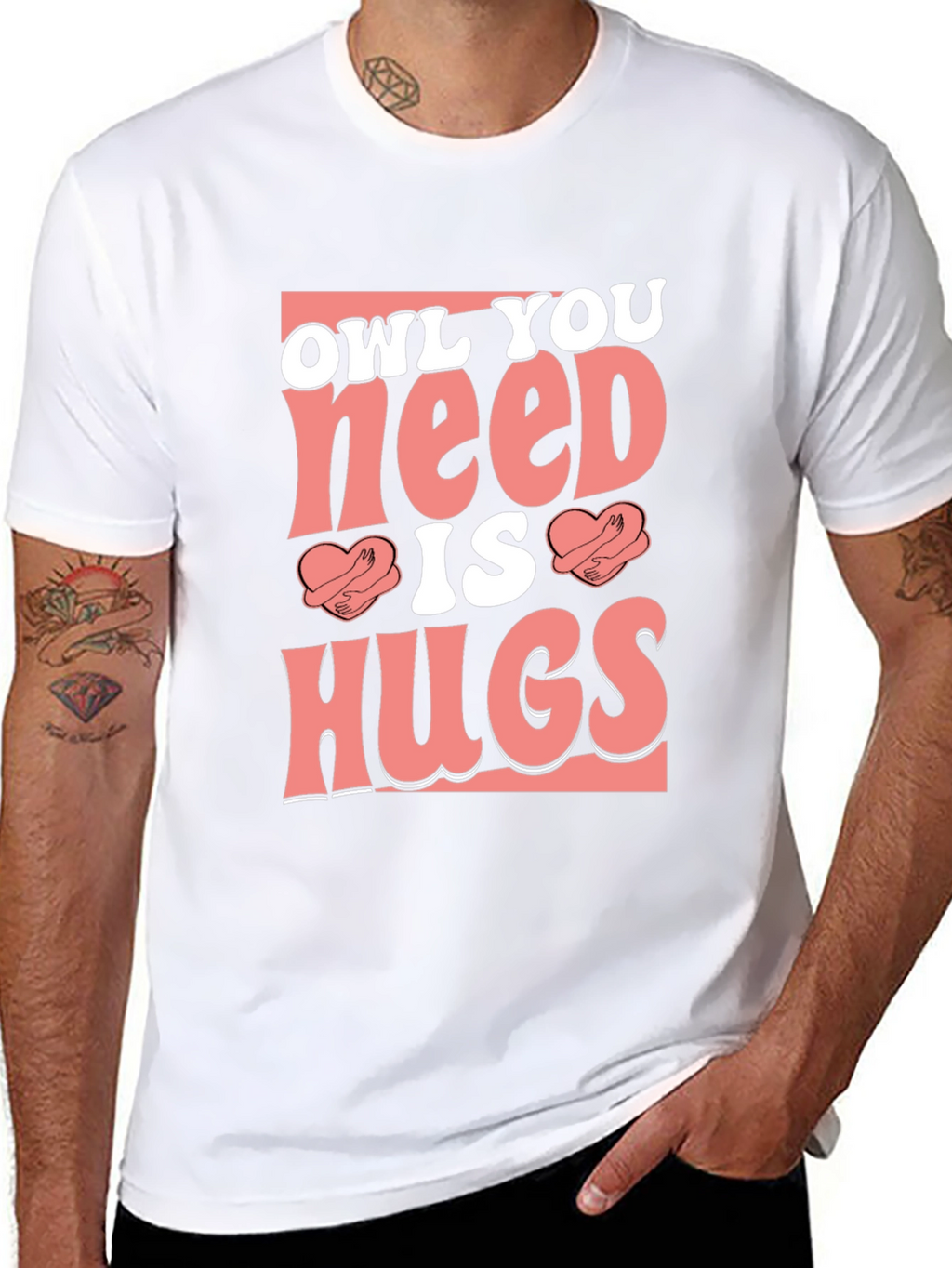 Owl You Need is Hugs Black Graphic T-Shirt