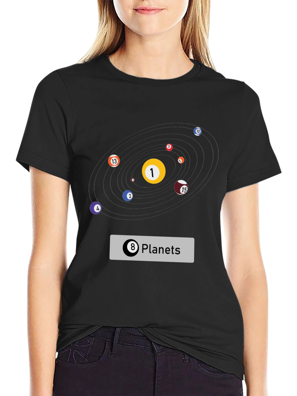 Billiards Planets Graphic Tee - Black T-Shirt