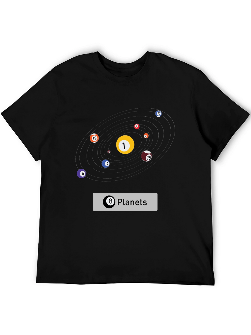 Billiards Planets Graphic Tee - Black T-Shirt