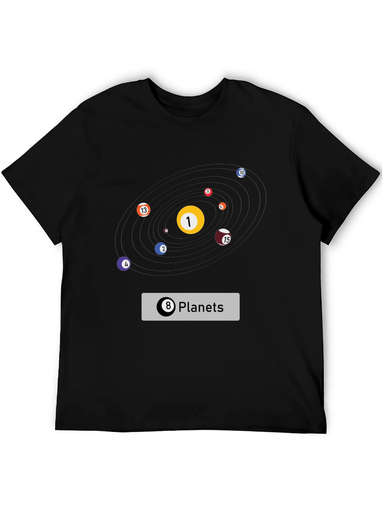 Billiards Planets Graphic Tee - Black T-Shirt