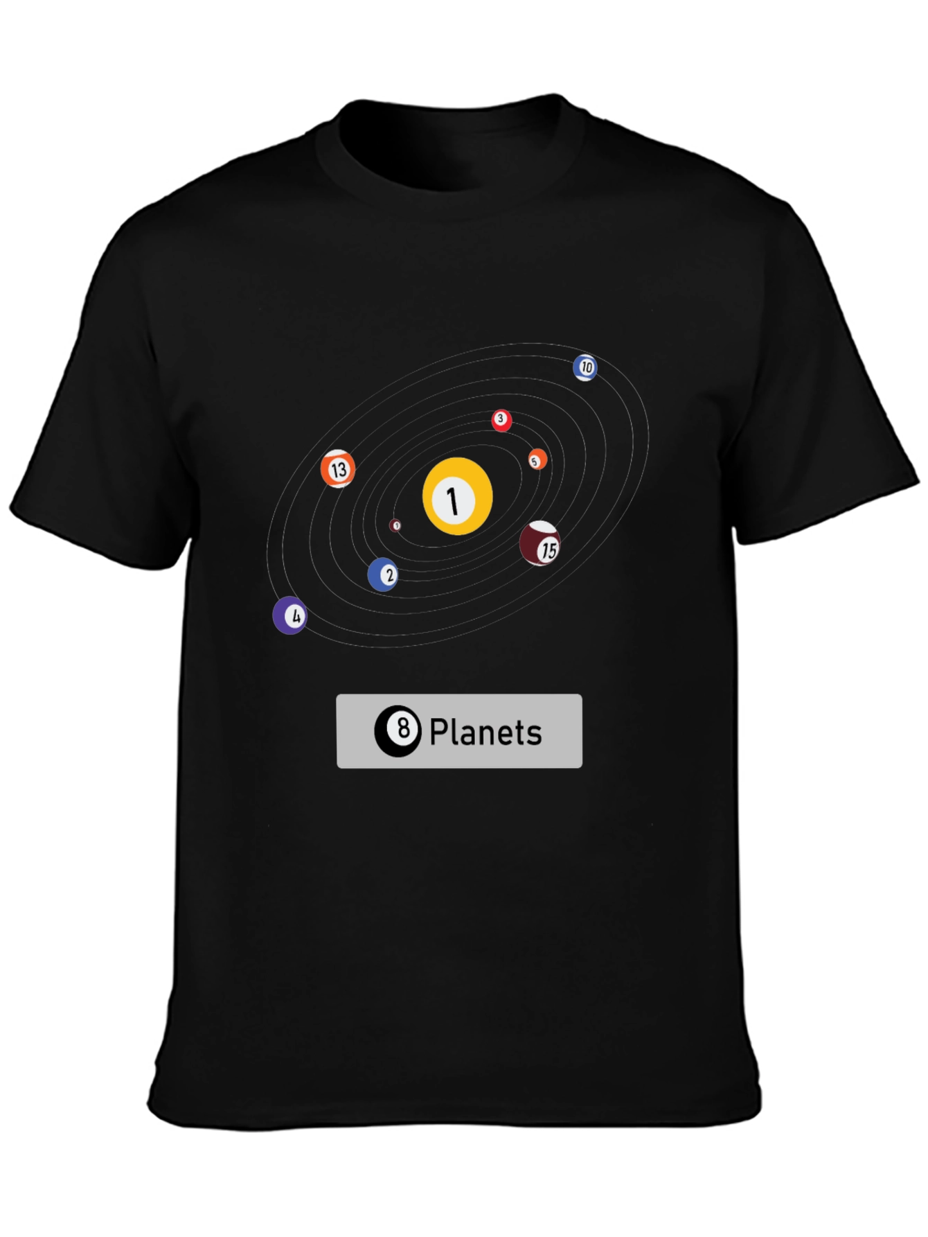 Billiards Planets Graphic Tee - Black T-Shirt
