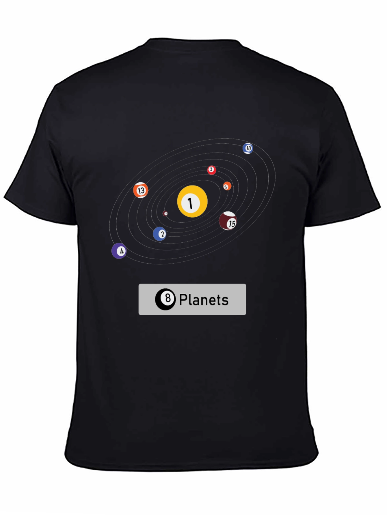 Billiards Planets Graphic Tee - Black T-Shirt