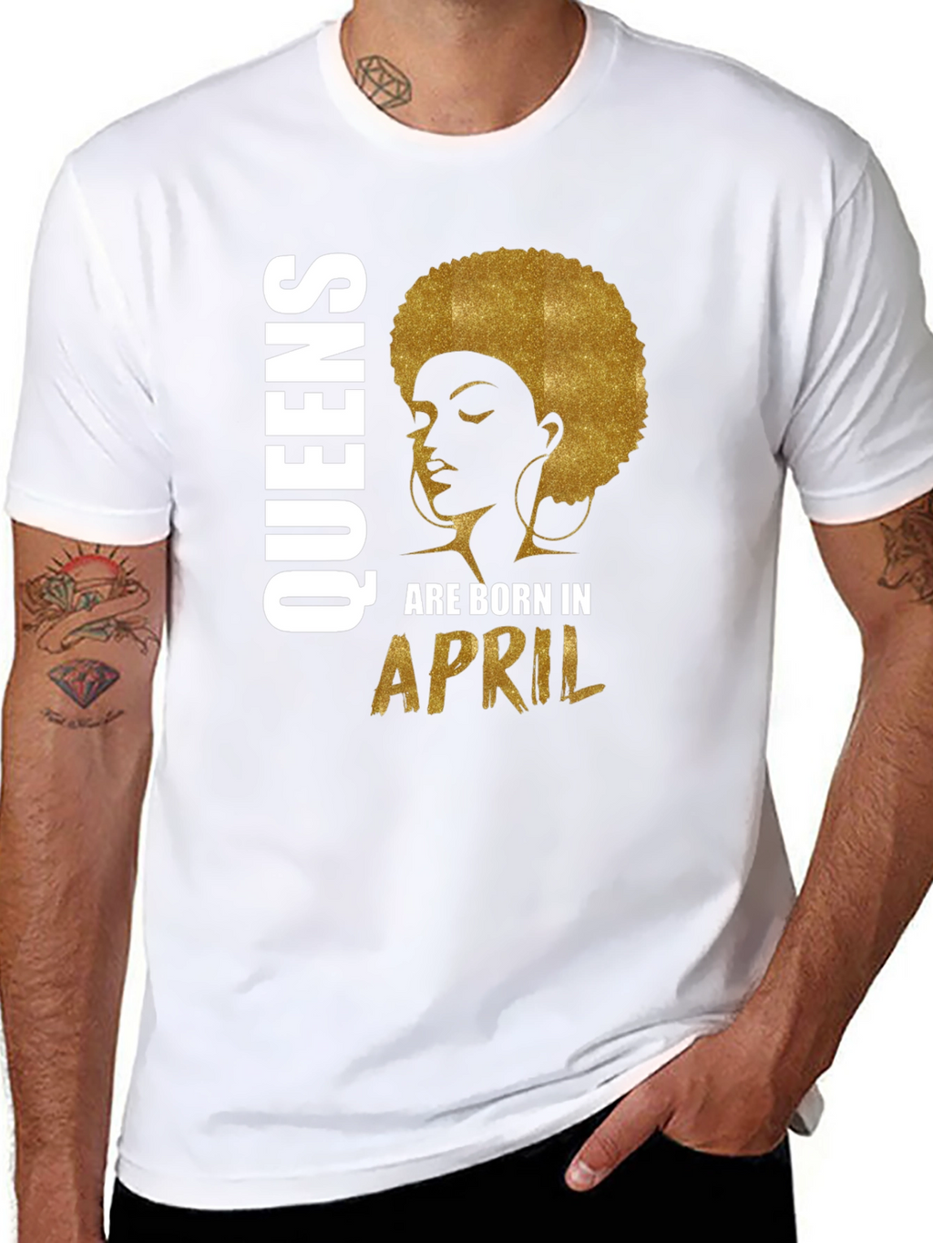 Queens Born in April Black T-Shirt