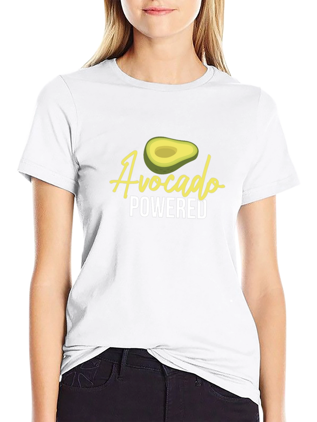 Avocado Powered Graphic Tee - Black Crew Neck T-Shirt