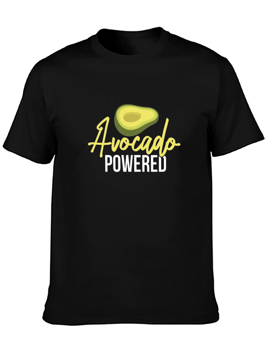 Avocado Powered Graphic Tee - Black Crew Neck T-Shirt