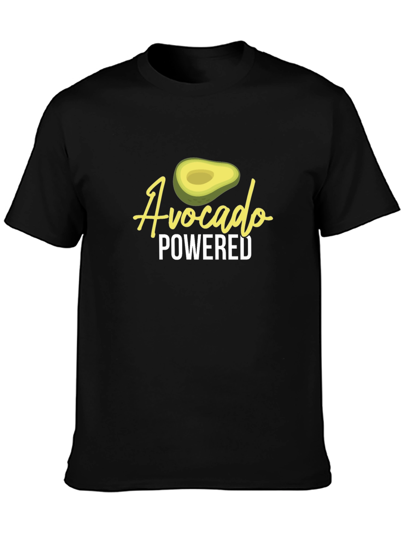 Avocado Powered Graphic Tee - Black Crew Neck T-Shirt
