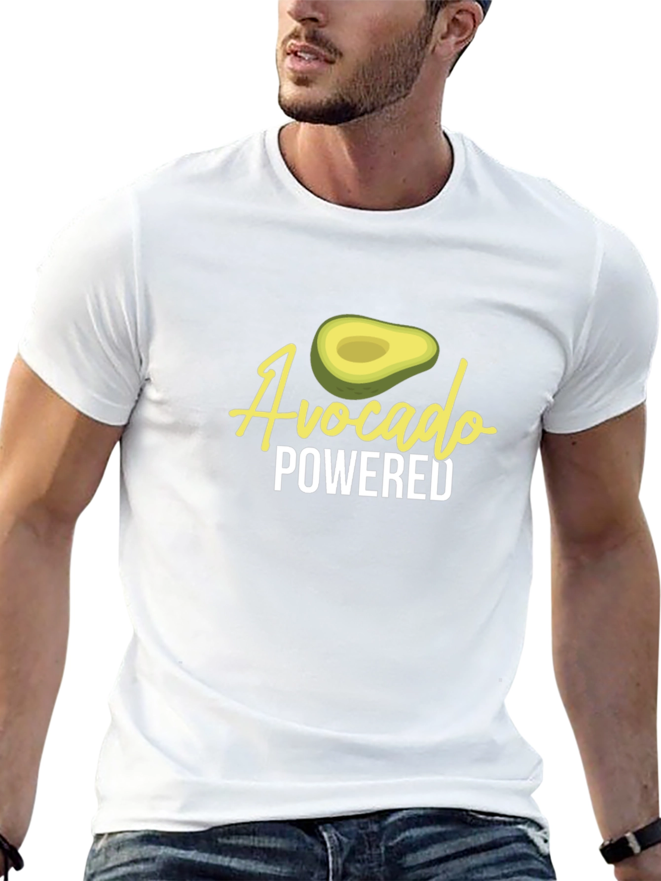 Avocado Powered Graphic Tee - Black Crew Neck T-Shirt