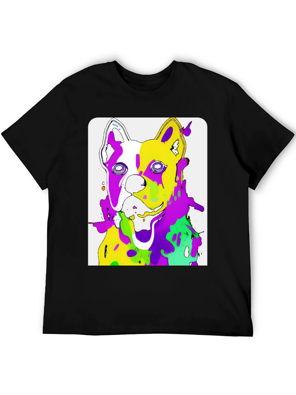 Abstract Dog Art Graphic Black T-Shirt