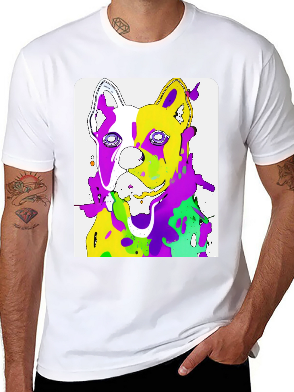 Abstract Dog Art Graphic Black T-Shirt