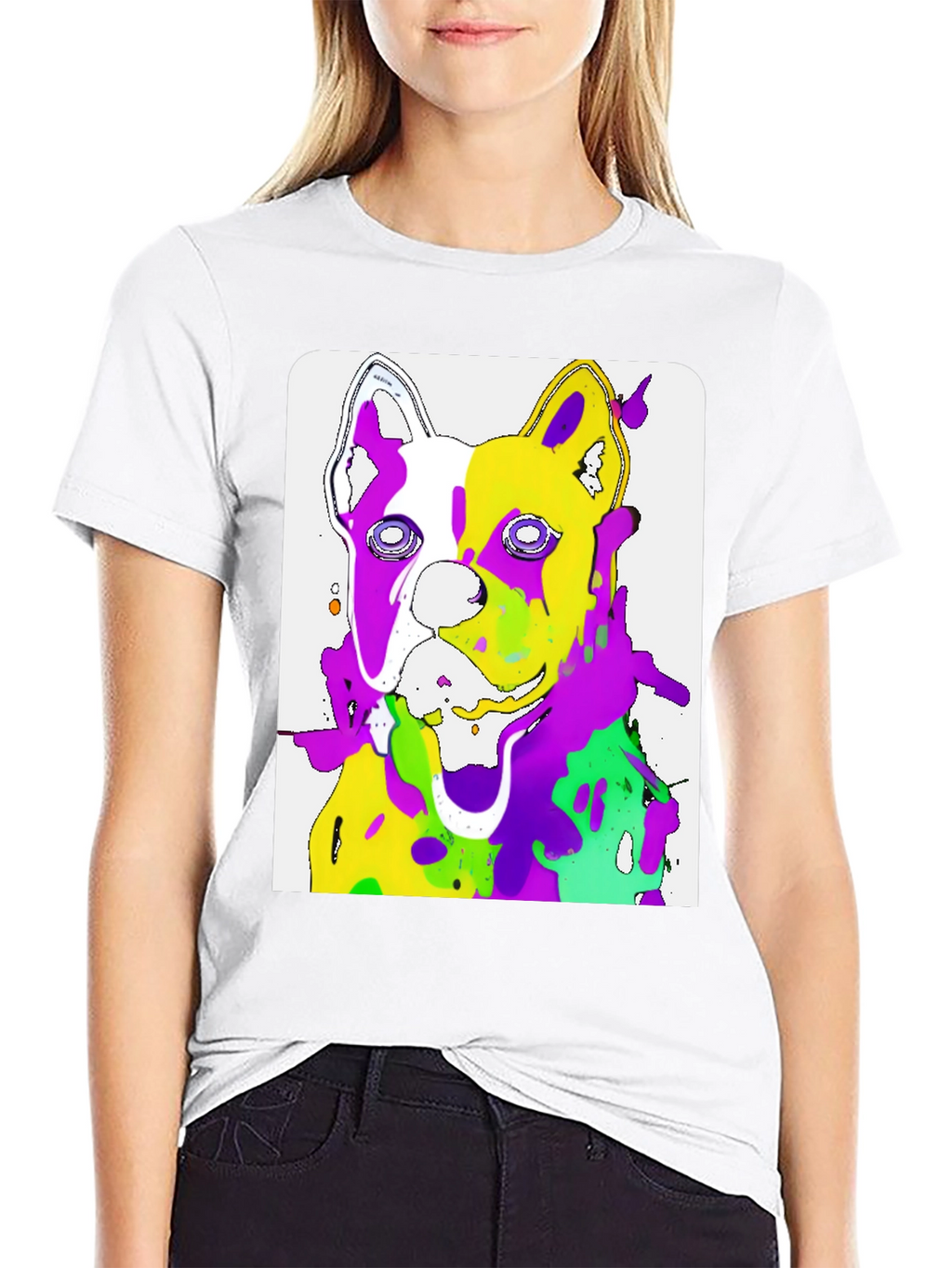 Abstract Dog Art Graphic Black T-Shirt