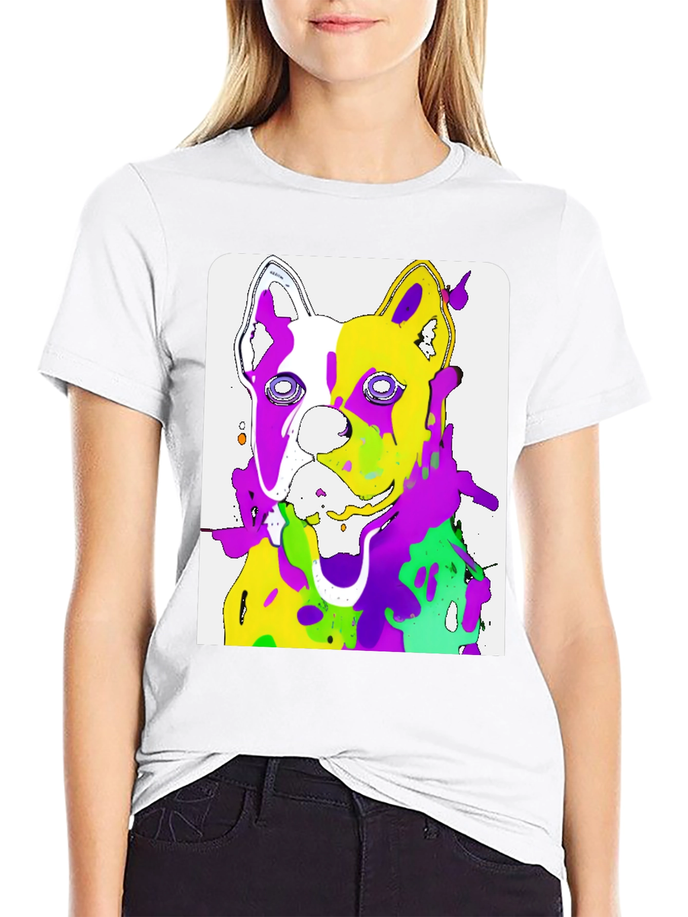 Abstract Dog Art Graphic Black T-Shirt