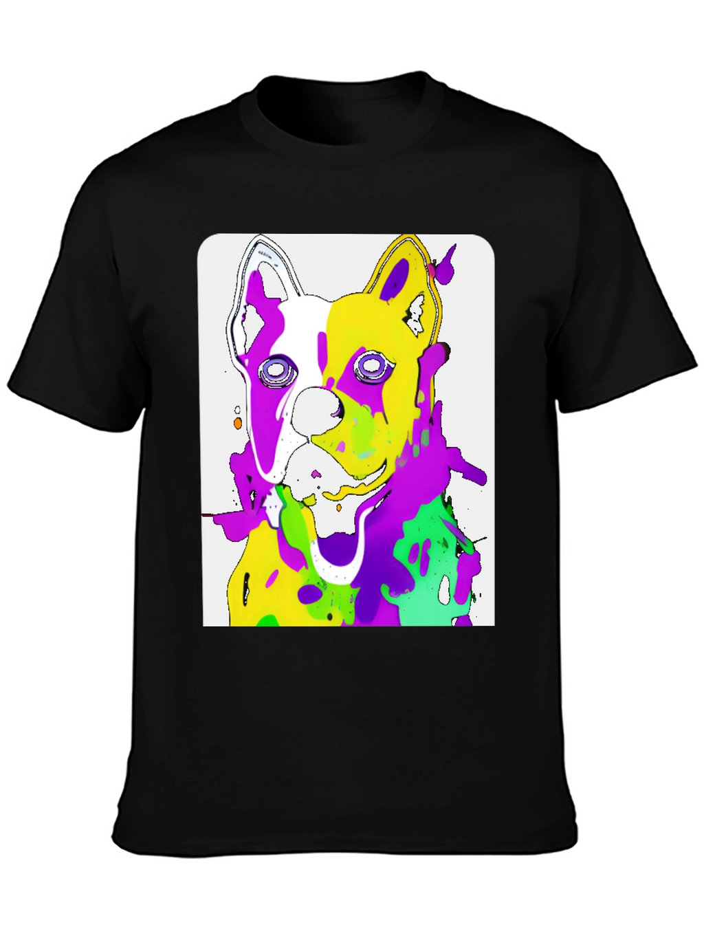 Abstract Dog Art Graphic Black T-Shirt