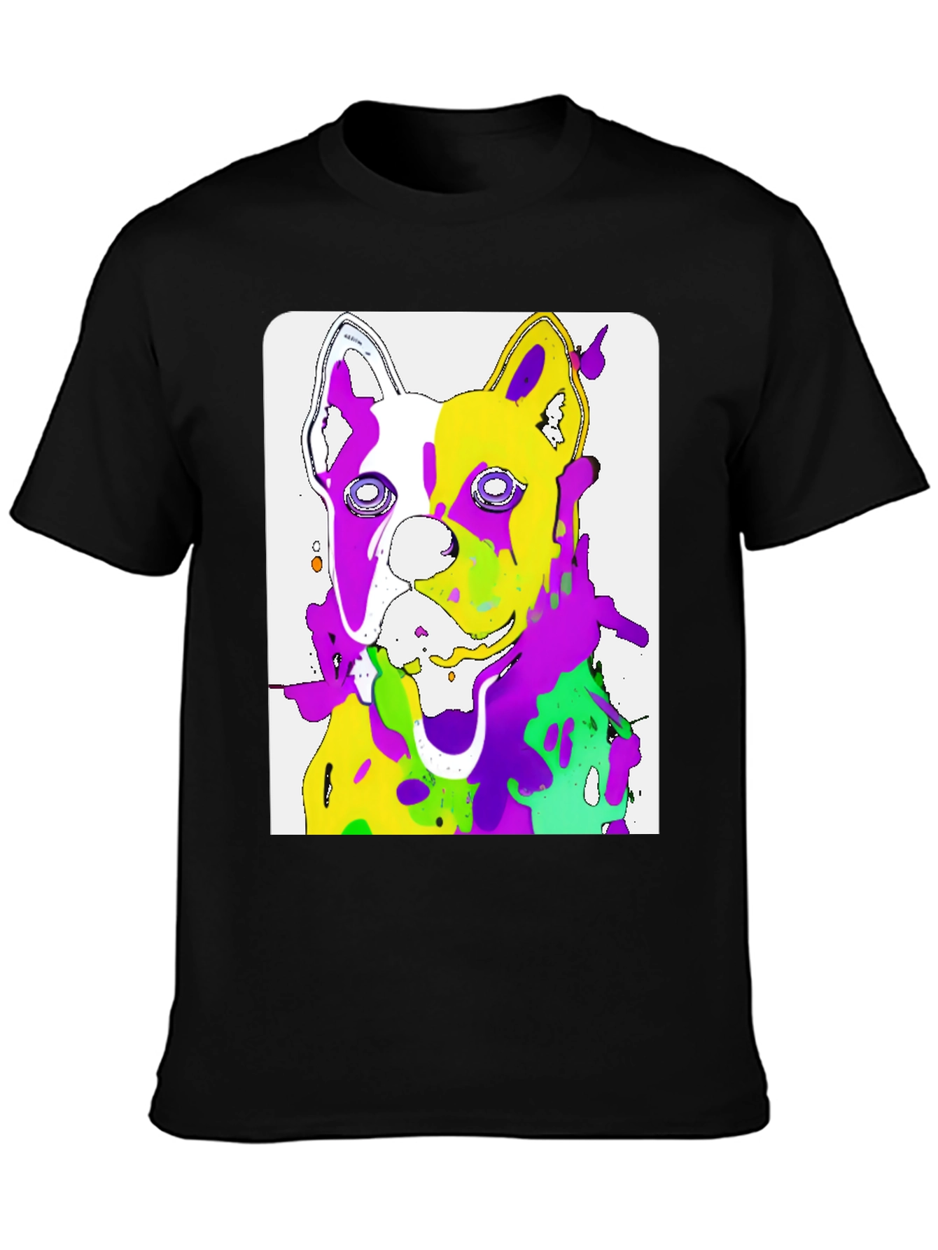 Abstract Dog Art Graphic Black T-Shirt