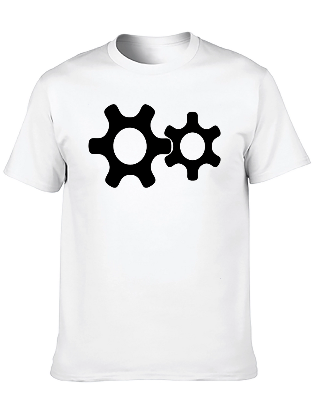 Cogwheel Graphic Tee - Black Cotton T-Shirt