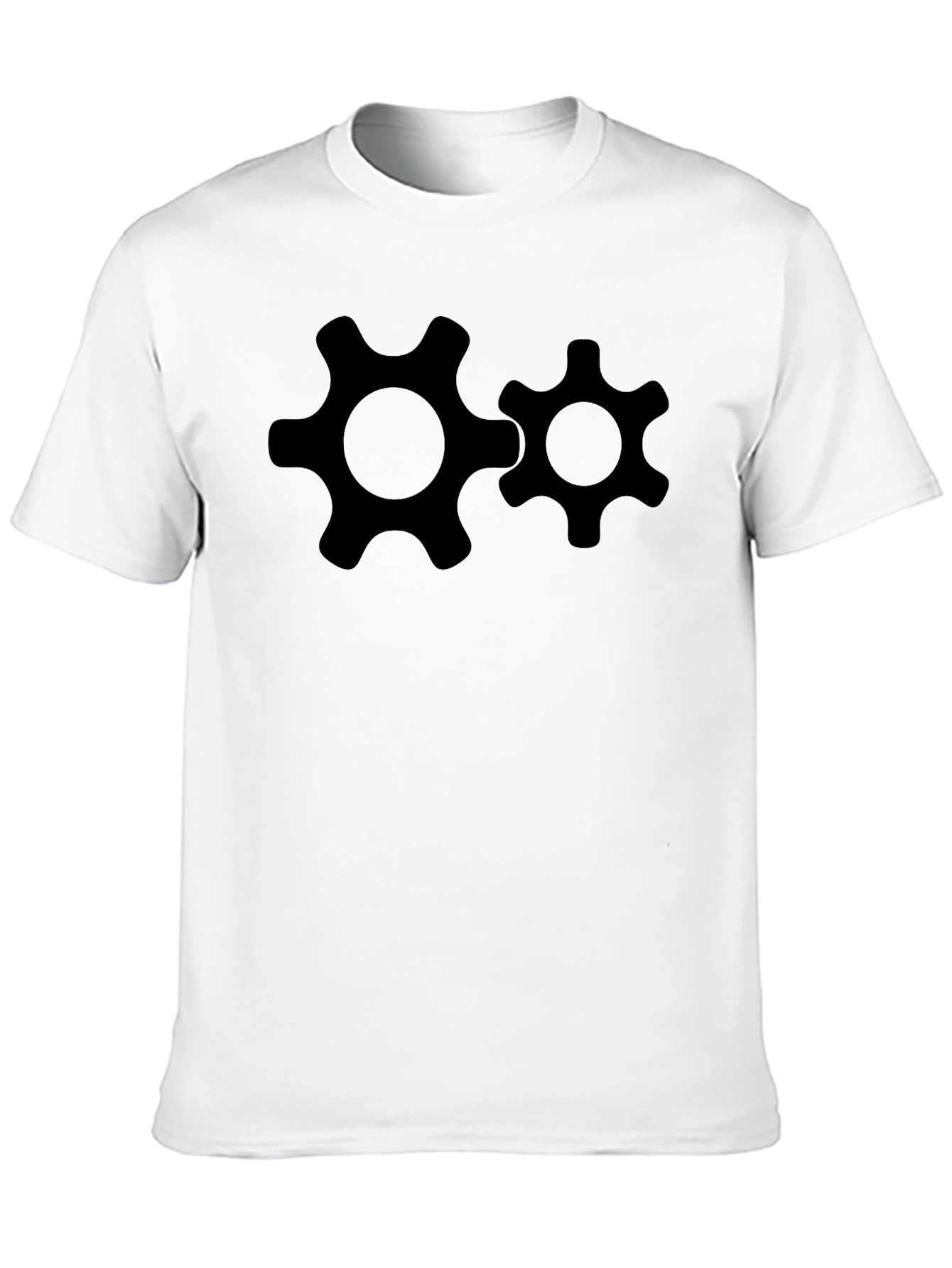 Cogwheel Graphic Tee - Black Cotton T-Shirt