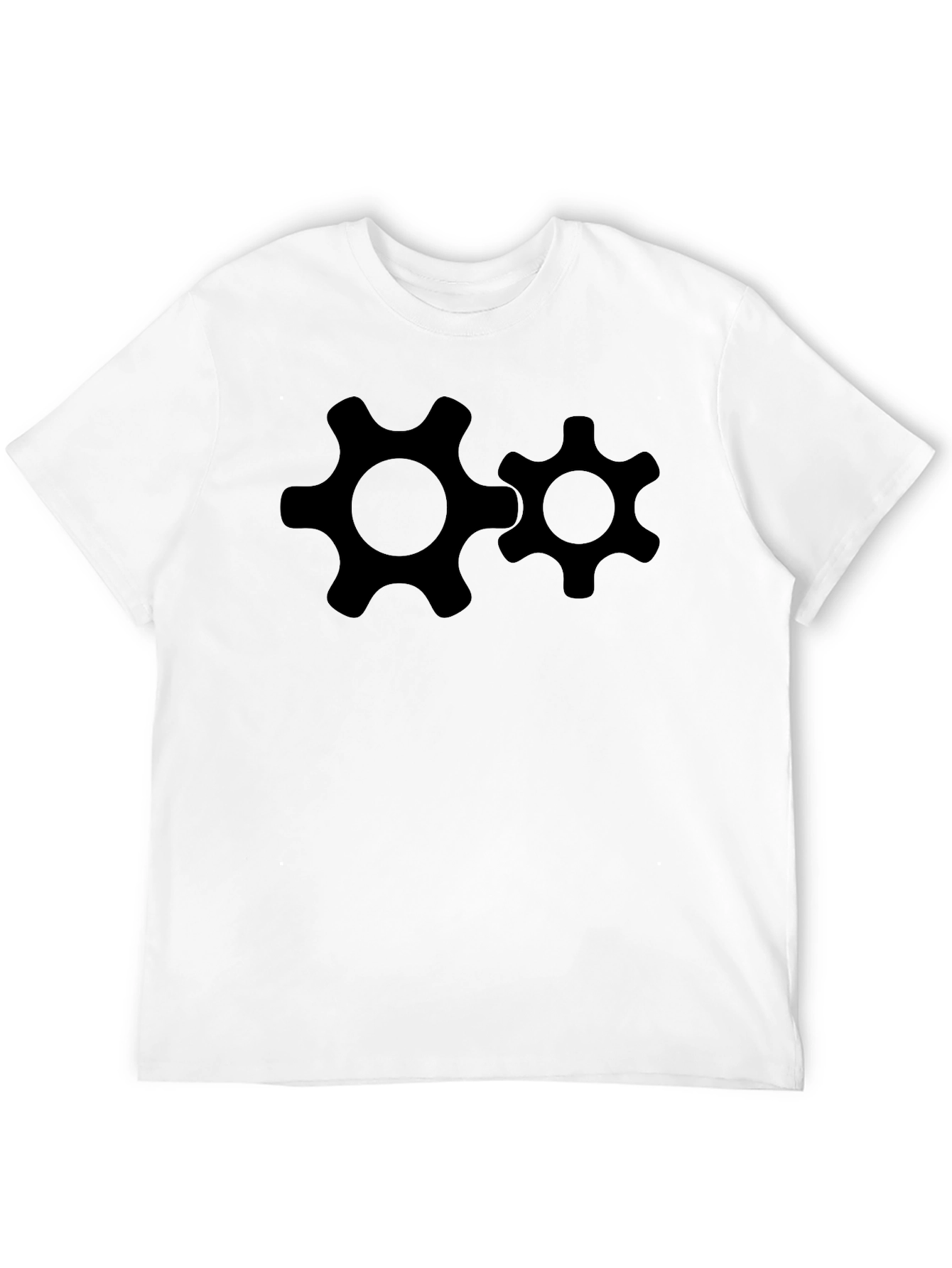 Cogwheel Graphic Tee - Black Cotton T-Shirt