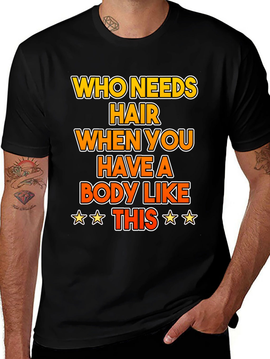 Funny Bald Humor T-Shirt: Who Needs Hair?