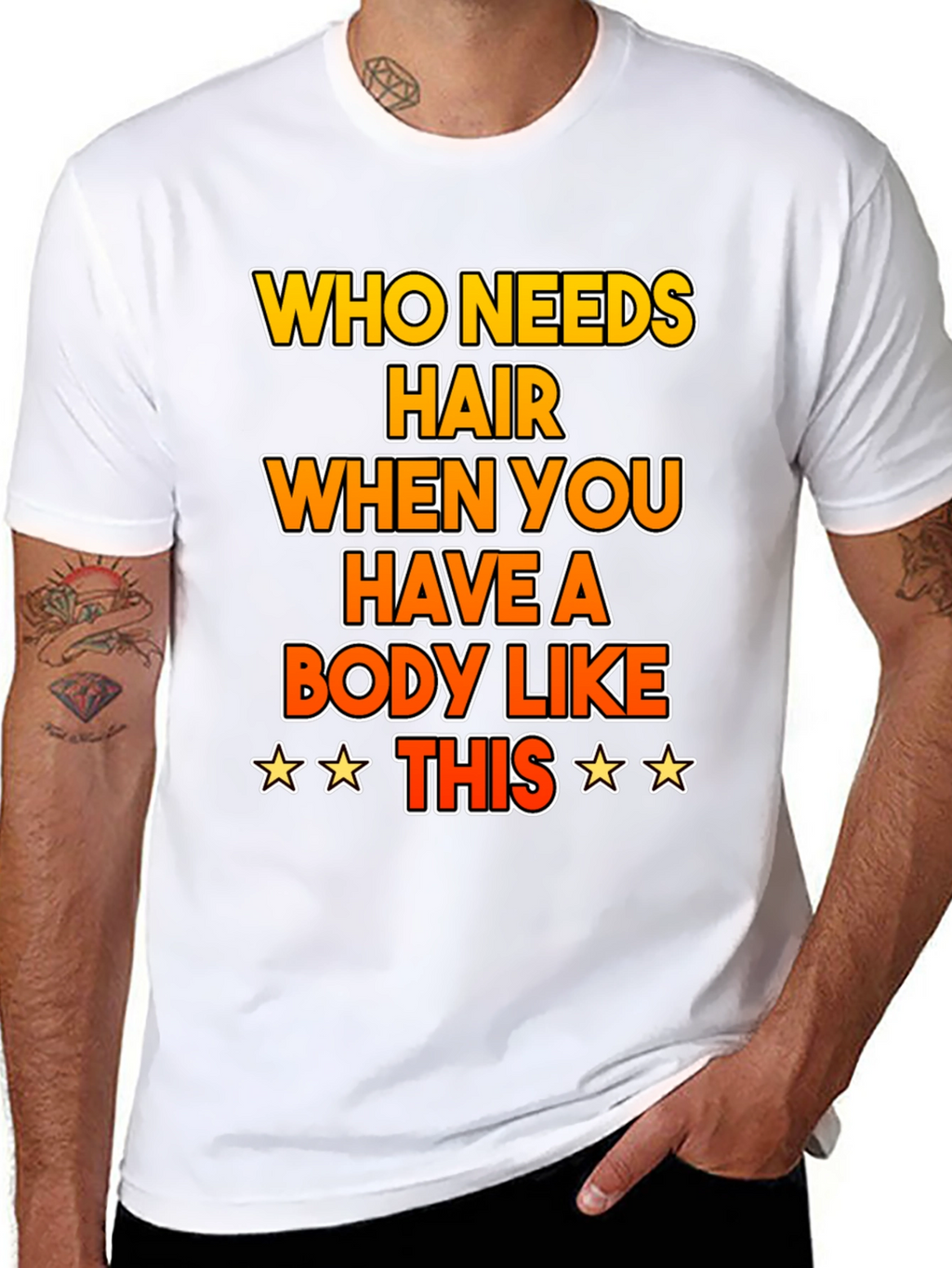 Funny Bald Humor T-Shirt: Who Needs Hair?