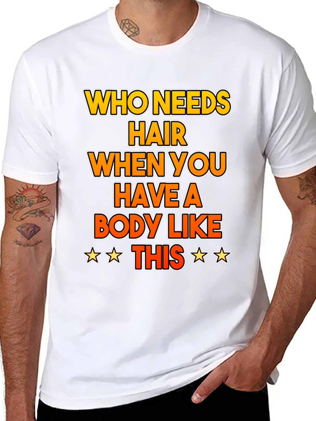 Funny Bald Humor T-Shirt: Who Needs Hair?