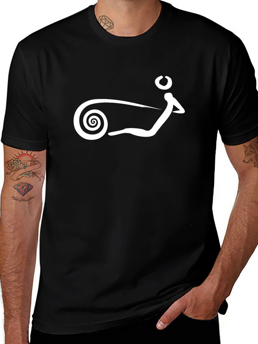Black T-Shirt with Abstract White Design