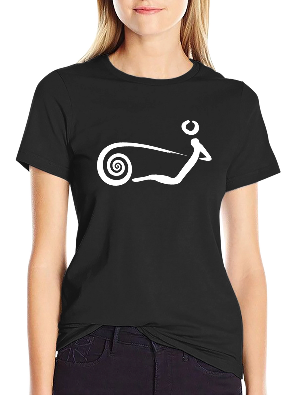Black T-Shirt with Abstract White Design