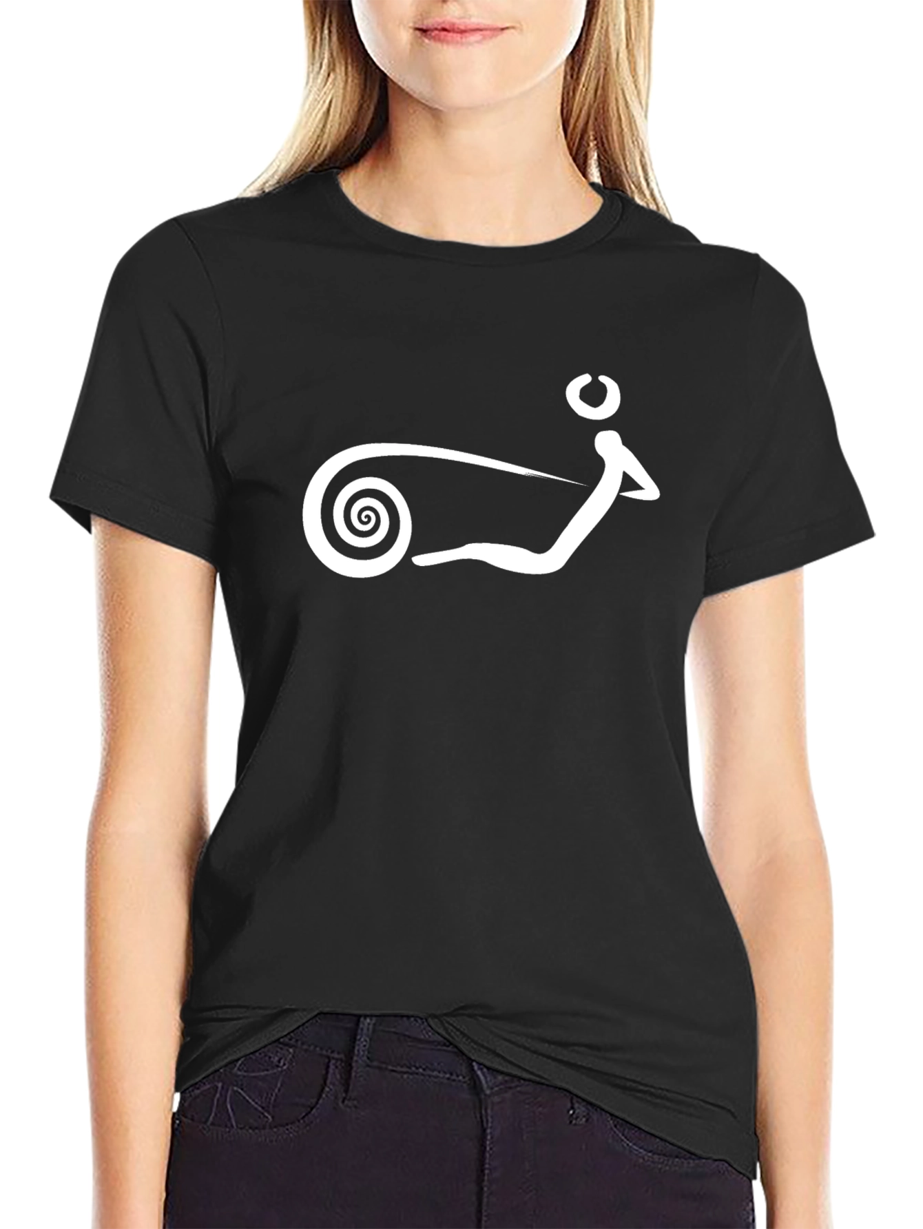 Black T-Shirt with Abstract White Design