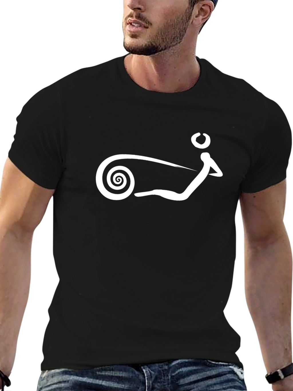 Black T-Shirt with Abstract White Design
