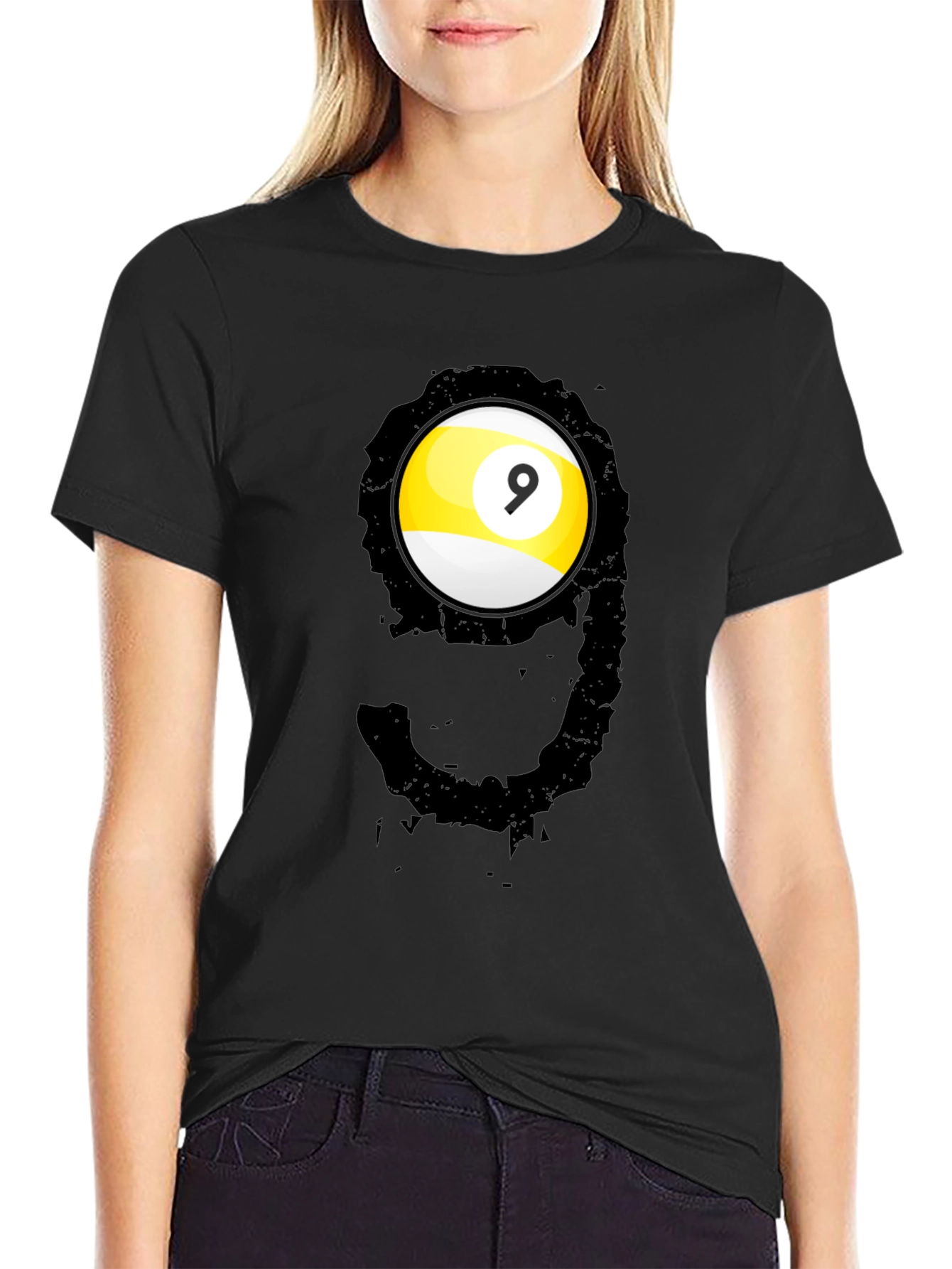 Cool Nine Ball Graphic Tee - Billiards Player T-Shirt