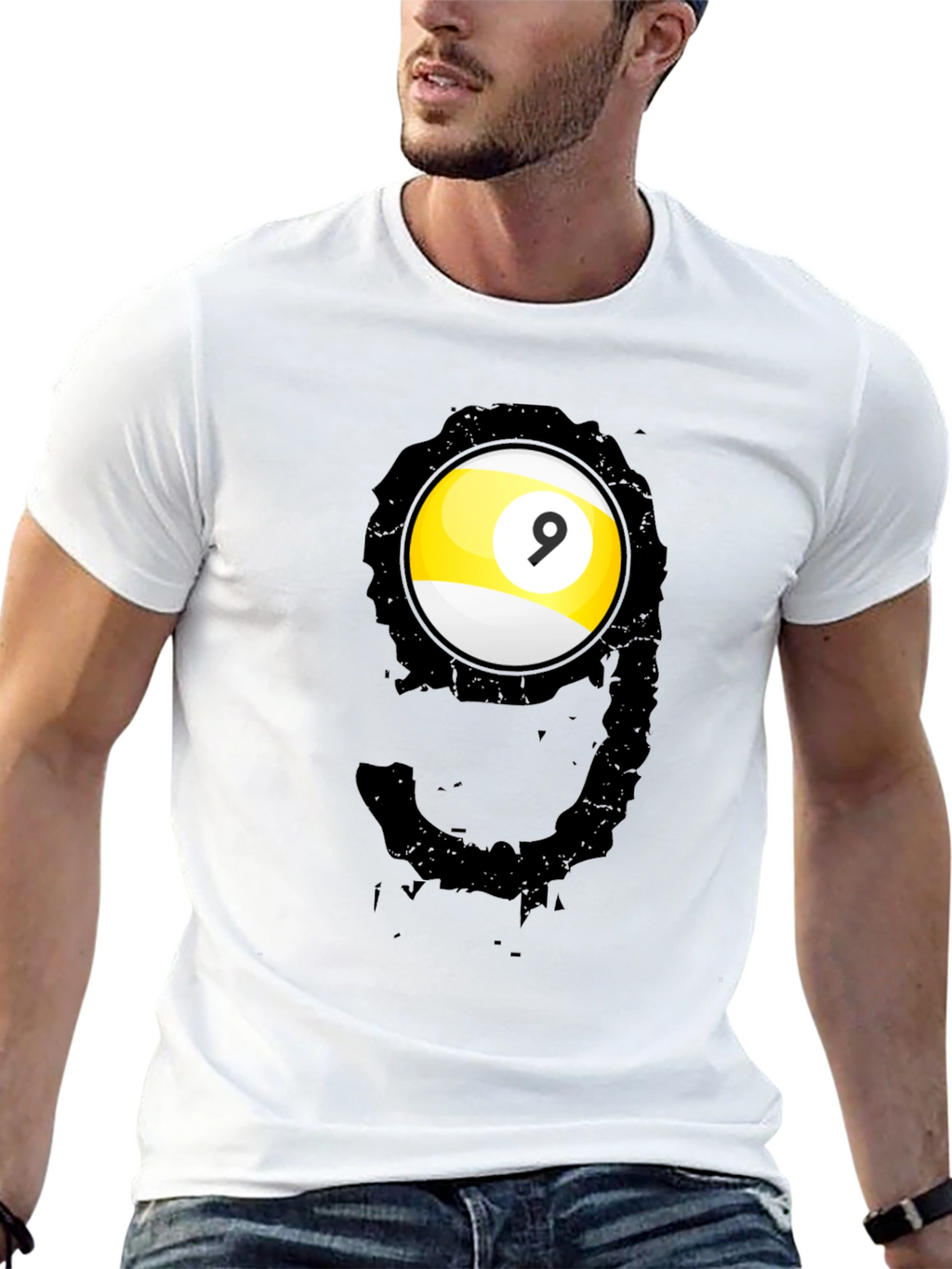 Cool Nine Ball Graphic Tee - Billiards Player T-Shirt