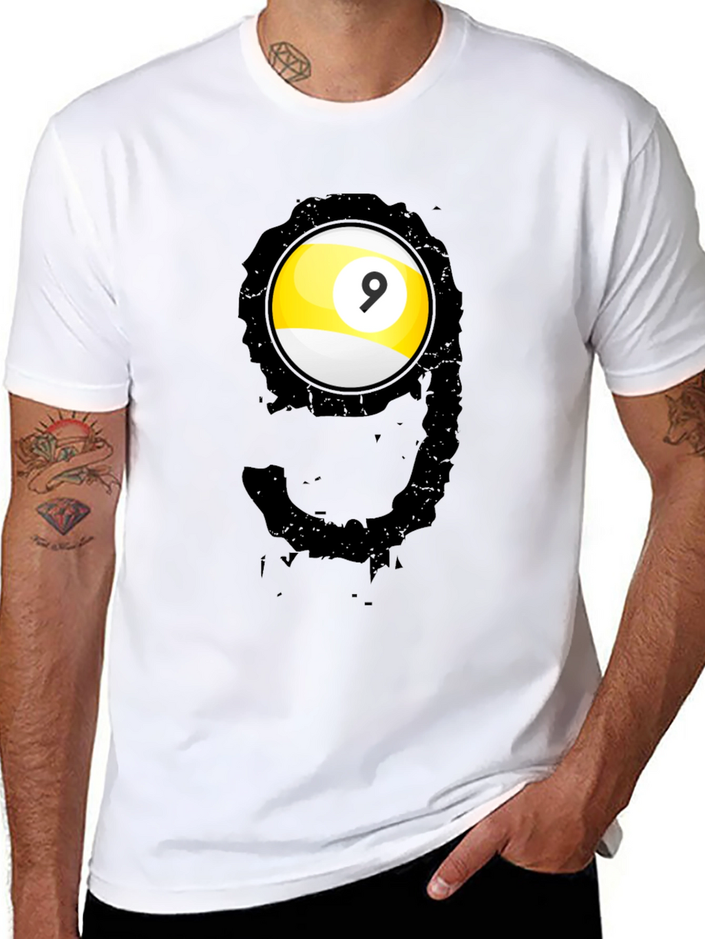 Cool Nine Ball Graphic Tee - Billiards Player T-Shirt