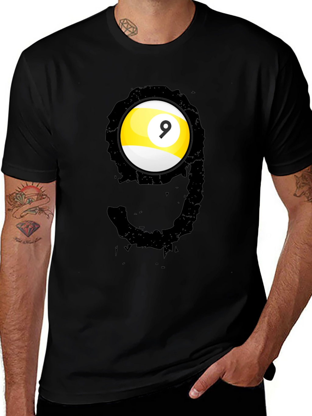 Cool Nine Ball Graphic Tee - Billiards Player T-Shirt