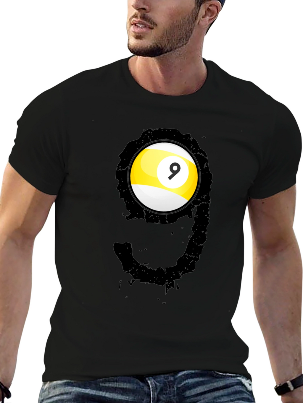 Cool Nine Ball Graphic Tee - Billiards Player T-Shirt