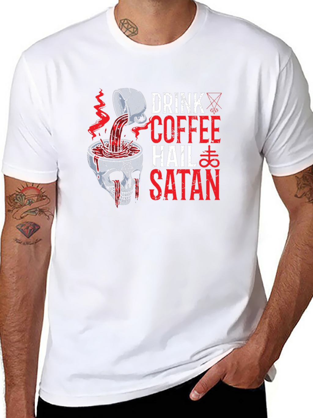 Drink Coffee Hail Satan Graphic Tee