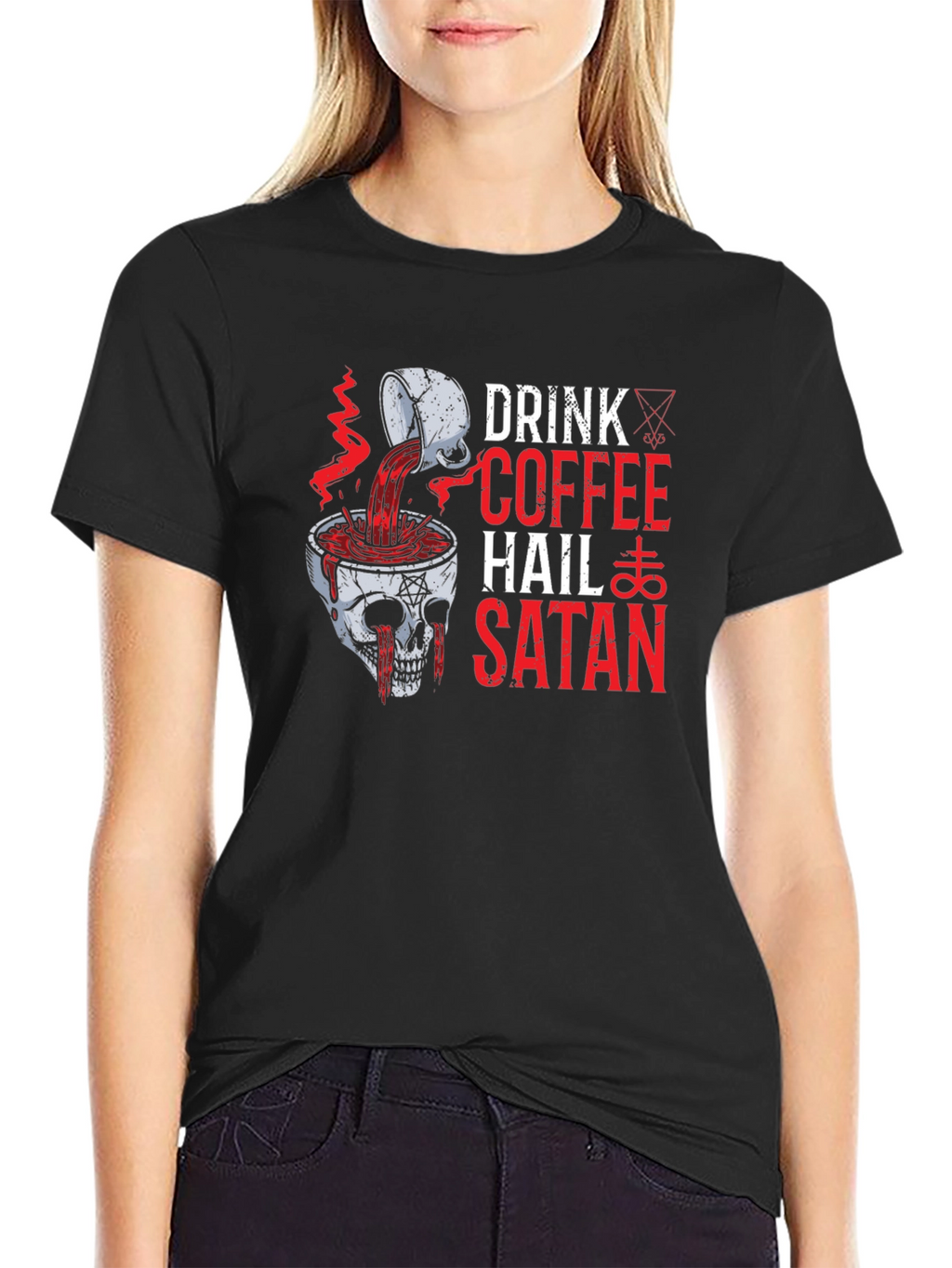 Drink Coffee Hail Satan Graphic Tee