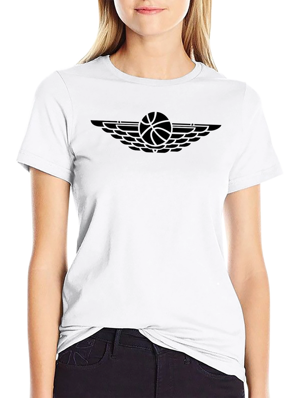 Mens Black Basketball Wings Graphic T-Shirt