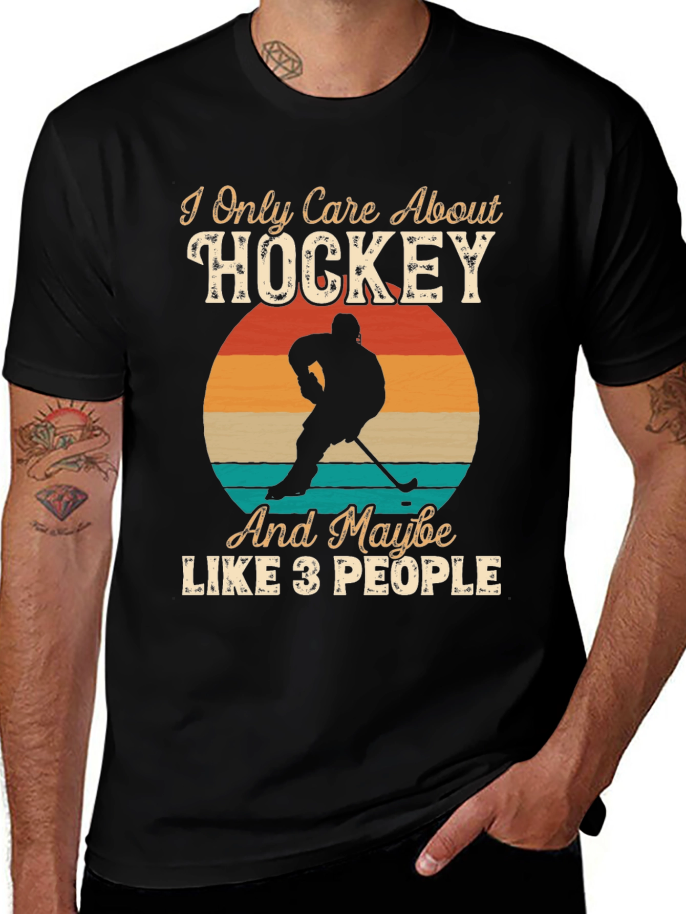 Hockey Fan T-Shirt - I Only Care About Hockey Design