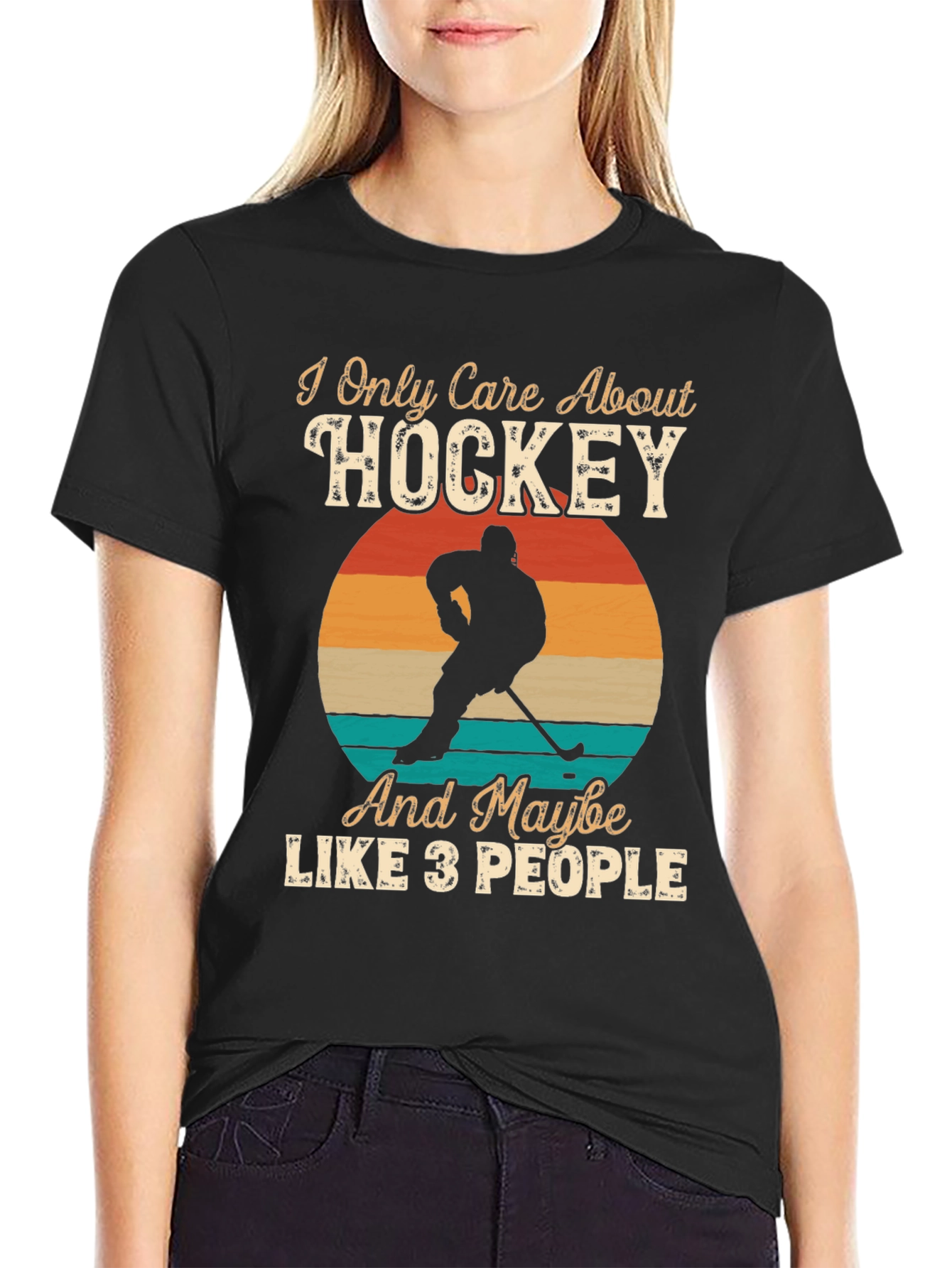 Hockey Fan T-Shirt - I Only Care About Hockey Design