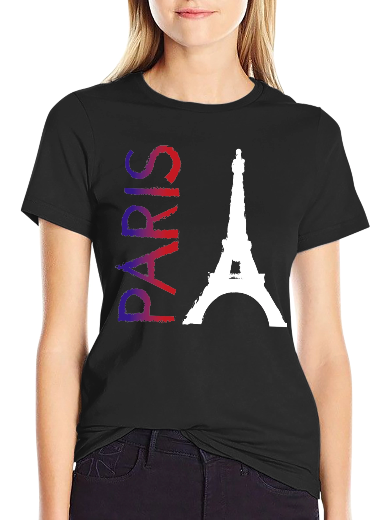 Paris Eiffel Tower Black T-Shirt