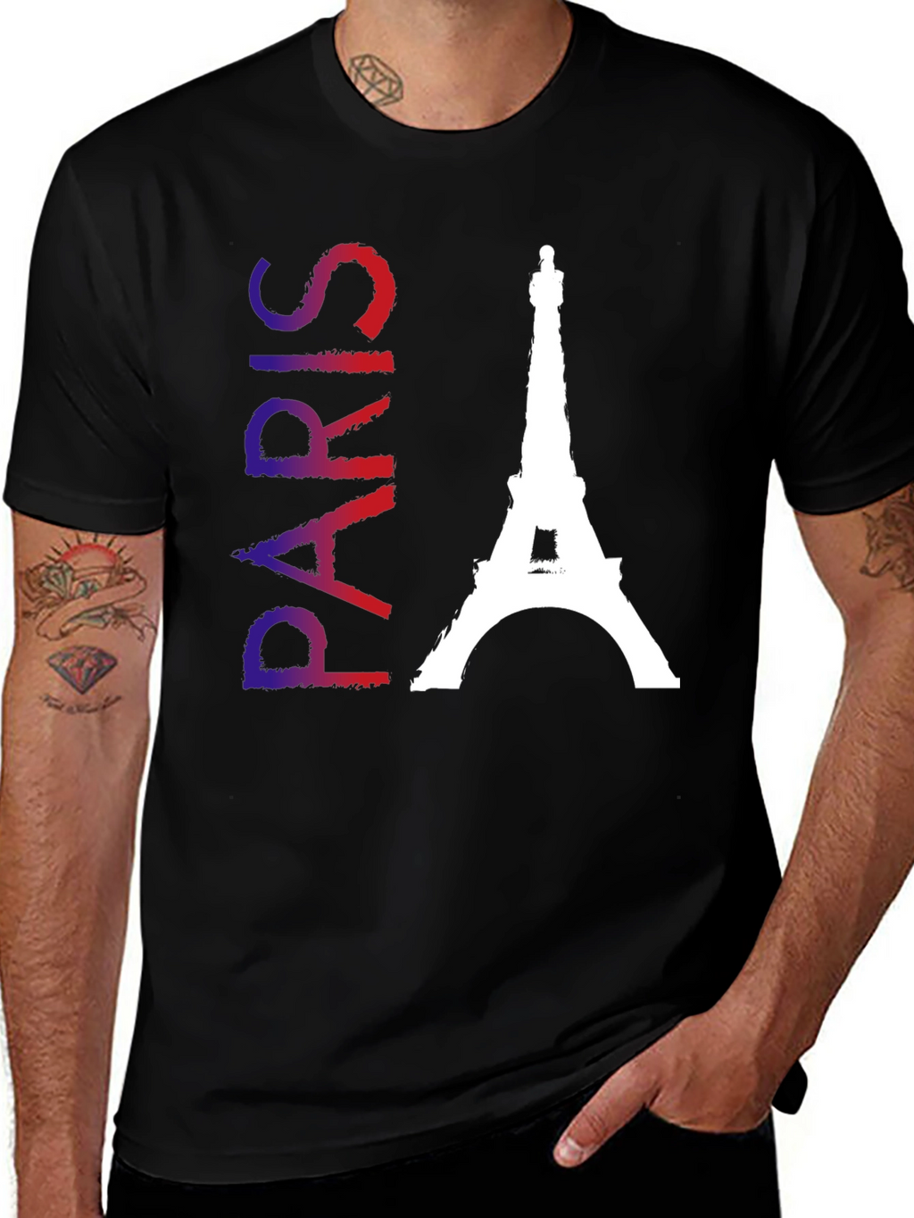 Paris Eiffel Tower Black T-Shirt