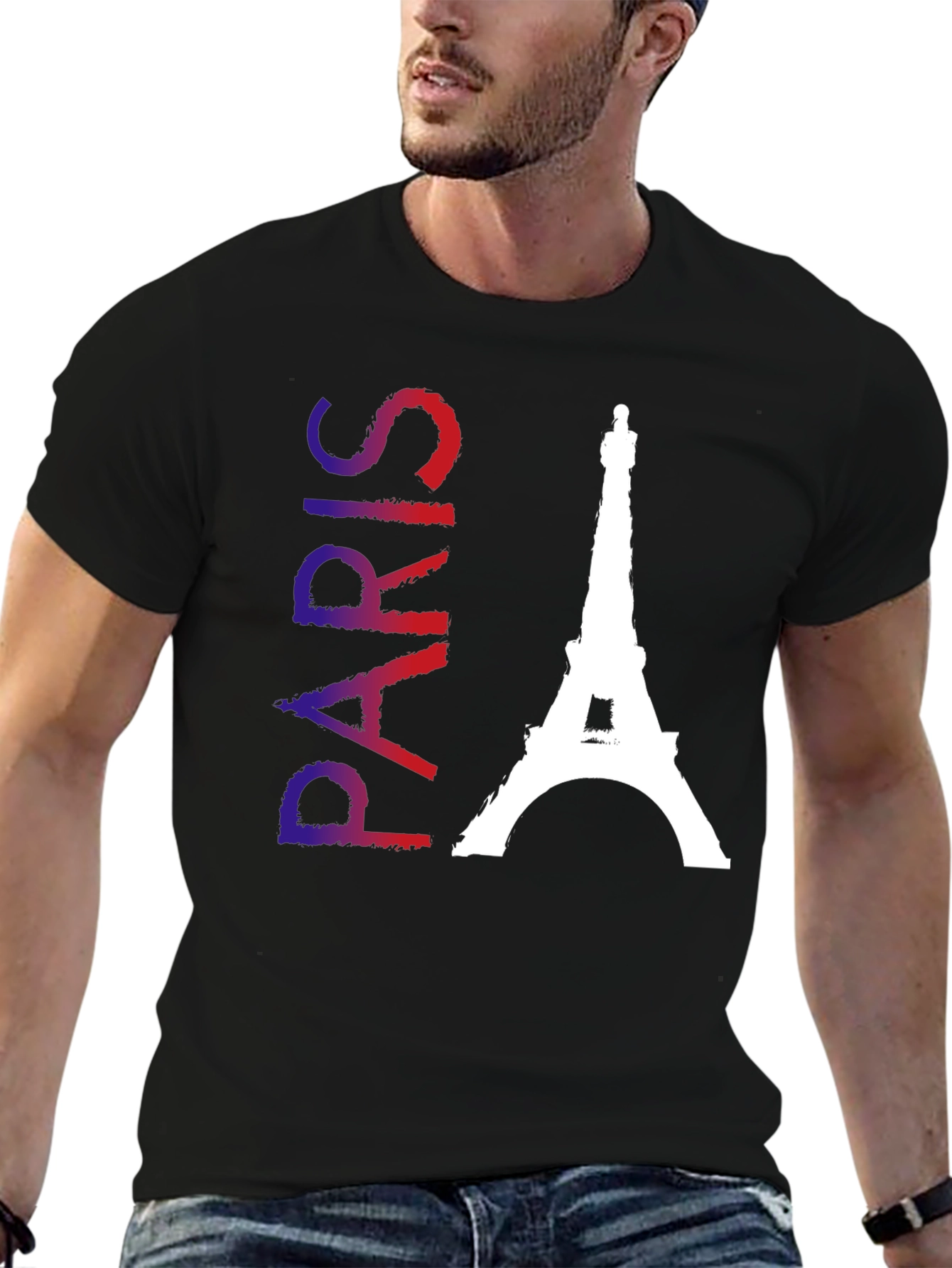 Paris Eiffel Tower Black T-Shirt